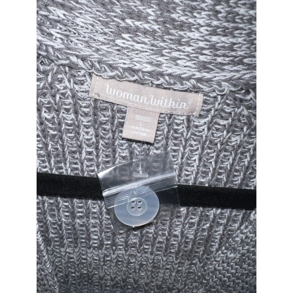Woman Within Shaker Cardigan Womens Plus L 18-20 Black Grey Ombré Button Up New - Picture 3 of 11